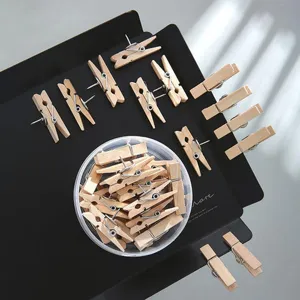 Wooden push pin clips for photo wall display, creative memo and note holders set.