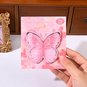 Cute pink butterfly sticky notes for students, memo pad for school and journaling aesthetic