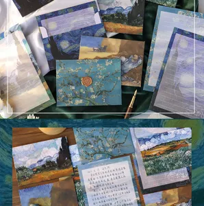 Set de papeterie vintage peinture a l'huile Van Gogh avec enveloppes pour lettres d'amour