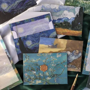Ensemble de papeterie peinture Van Gogh, enveloppes et papier a lettres vintage elegant.