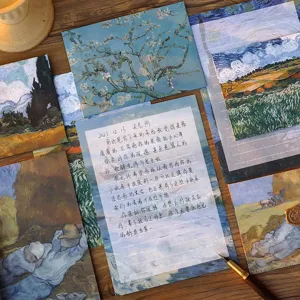 Ensemble de papeterie peinture à l'huile Van Gogh rétro art design enveloppe vue principale
