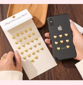 Goldene Herz Acryl Sticker für Kinder Belohnungen und kreative DIY Handyhüllen Basteln.