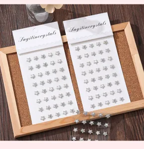 Silberne Stern Acryl Strass Aufkleber für Kinder Basteln Belohnung Dekorieren Details.