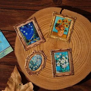 Ensemble de marque-pages en métal miniature peinture à l'huile avec art classique.