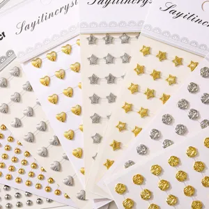Kinder Acryl Strass Sticker Set, glitzernde Stern Herz Rosen Motive fuer Basteln Deko.