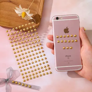 Gold Perlen Aufkleber Acryl Basteln Edelstein Deko Sticker für Kinder Kindergarten
