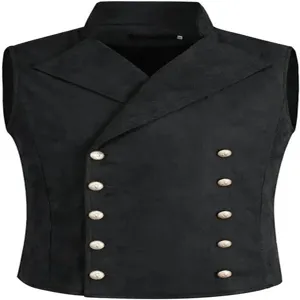 Herren Steampunk Vintage Zweireihige Weste Gotisch Retro Kostüm Für Halloween Party Herrenbekleidung