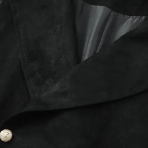 Herren Zweireihig Weste Steampunk Casual Anzugweste Kragen Detailansicht schwarzer Wildleder