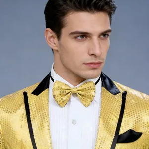 Blazer à sequins dorés pour hommes veste disco fête scène élégant costume manteau