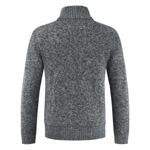 Men's Winter Thermal Warm Knitted Cardigan Stand Collar Thick Knit Casual Sweater