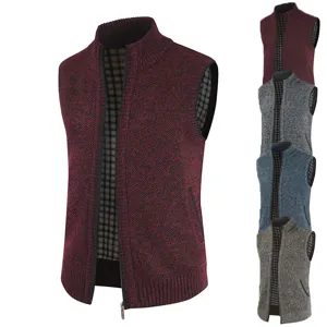 Herren Fleece Strickweste Stehkragen Winter Freizeit warme Reißverschluss Weste Neu