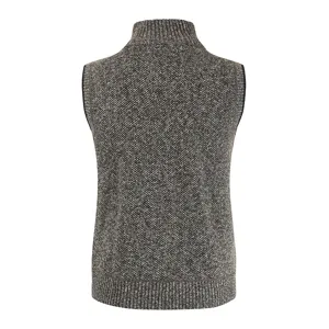 Herren gefütterte Strickweste Stehkragen Freizeit ärmellos Rückenansicht Detail.