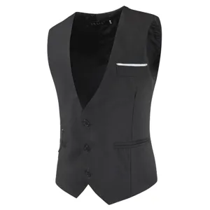 Men's slim fit black suit vest business casual formal V-neck waistcoat top for men