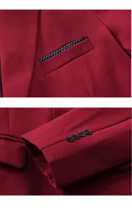 Détail de blazer décontracté pour homme avec poche poitrine et boutons sur les manches.