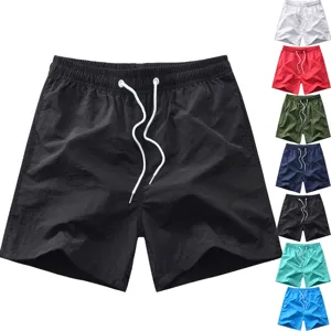 Pantaloncini da Spiaggia Casual ad Asciugatura Rapida da Uomo Estate Tinta Unita Vestibilità Larga Boardshorts Cintura Elastica Coulisse Sport