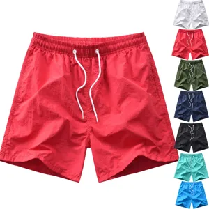 Uomo casual pantaloncini da mare estate tinta unita coulisse taglia forte boardshorts multicolore