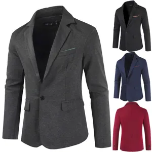 Veste de costume slim décontractée pour homme, blazer élégant à manches longues un bouton.