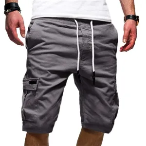 Pantaloncini cargo uomo tinta unita casual larghi elastici con coulisse bermuda estate
