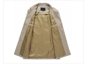Men's classic khaki trench coat with stylish lining, perfect for autumn casual wear and daily business.