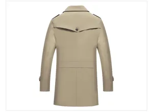 Men's stylish cotton washed trench coat mid-length casual autumn jacket outer wear