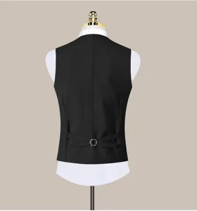 Klassieke zwarte herengilet slim fit achterkant detail trouwpak vest stijl nieuw