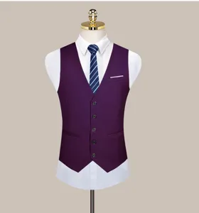 Heren slim fit effen kostuumvest detail, elegante formele gilet voor bruiloft en zakelijk.