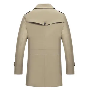 Men's casual autumn trench coat, stylish cotton washed windbreaker jacket with back details.