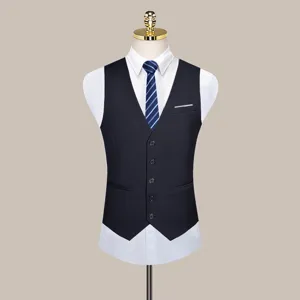 Heren slim fit pak vest effen zakelijk huwelijk mouwloze jas formele waistcoat
