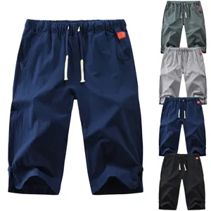Heren Casual Zomer Shorts Effen Kleur Trekkoord Losse Rechte Ademende Strandshorts