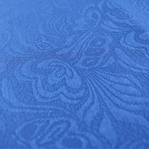 Blue jacquard fabric detail for men coat stage costume, retro solid color vintage fashion apparel.