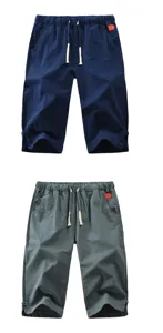 Herren lässige Leinenshorts Sommer gerade Beine Kordelzug bequeme kurze Freizeithosen