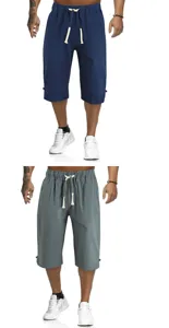 Herren lässige Leinenshorts Sommer gerade Fünf-Punkt-Hose mit Kordelzug für den Alltag.