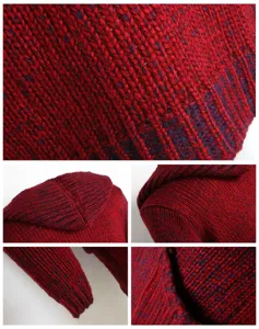 Herren Strickjacke mit Kapuze, lässige Slim Fit Herbst Winter rote melierte Strickjacke Mantel.