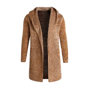 Herren Kapuze Strickjacke Mittellang Lässig Slim Fit Herbst Winter Pullover Mantel