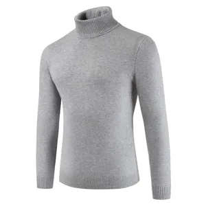 Men's Turtleneck Sweater Casual Solid Color Long Sleeve Pullover Rabbit Hair Knitwear Winter Fashion Apparel