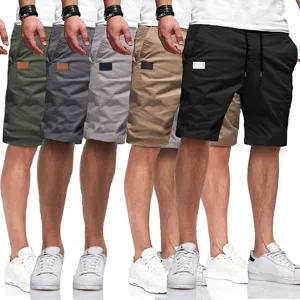 Pantaloncini Cargo da Uomo Casual in Misto Cotone Coulisse Vita Elastica Tinta Unita Pantaloncini Atletici per Giovani Estate
