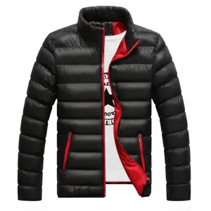 Giacca Imbottita Casual da Uomo con Colletto in Piedi Cappotto Invernale in Cotone Ispessito Tinta Unita Giubbotto con Cerniera