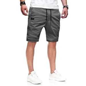Pantaloncini casual grigi da uomo con coulisse, comodo design cargo sportivo per tutti i giorni.