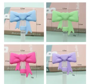 Silicone heart bow straw cover 10mm cup topper cute reusable straw cap for tumblers