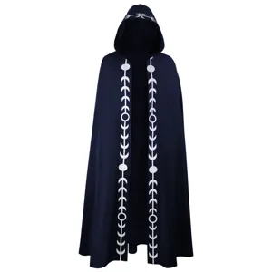 Medieval Renaissance Hooded Cloak Moon Phase Cape Gothic Costume for Halloween Party