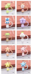 Detailed specification of cute cartoon PVC silicone dustproof straw covers for 8-10mm straws.