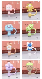 Cute silicone straw covers 8-10mm dustproof cartoon straw caps cute reusable drink accessories