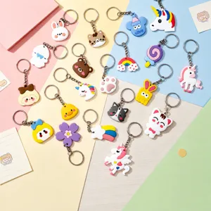 Leuke Cartoon PVC Zacht Rubber Sleutelhanger Creatieve Dier Sleutelhanger Ring Hanger Voor Autosleutels Tas Rugzak Vrouwen Kinderen Cadeaus