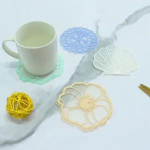 Cute PVC soft rubber coaster waterproof heat resistant table mat creative cup pad for home use