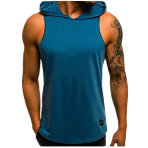 Heren casual slim fit kapuchon sport mouwloze tanktop comfortabel vest detail view