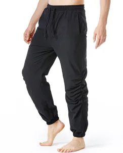 Pantalones casuales de hombre de algodón y lino con cordón y cintura elástica cómodos