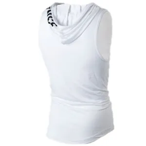 Heren casual hoodie mouwloos tanktop detailweergave, slim fit sportvest zomer.