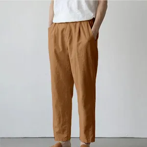 Men's Casual Long Pants Solid Color Loose Fit Drawstring Mid Waist Trousers Spring Autumn Daily Fashion Apparel