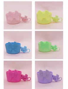 Silikon Becherhülle mit süßem Schleifen-Design, rutschfeste Schutzhülle für Trinkbecher.