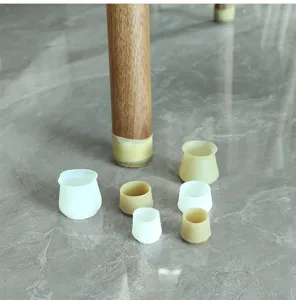 Silicone chair leg protector detail showing soft material and various sizes for floor care